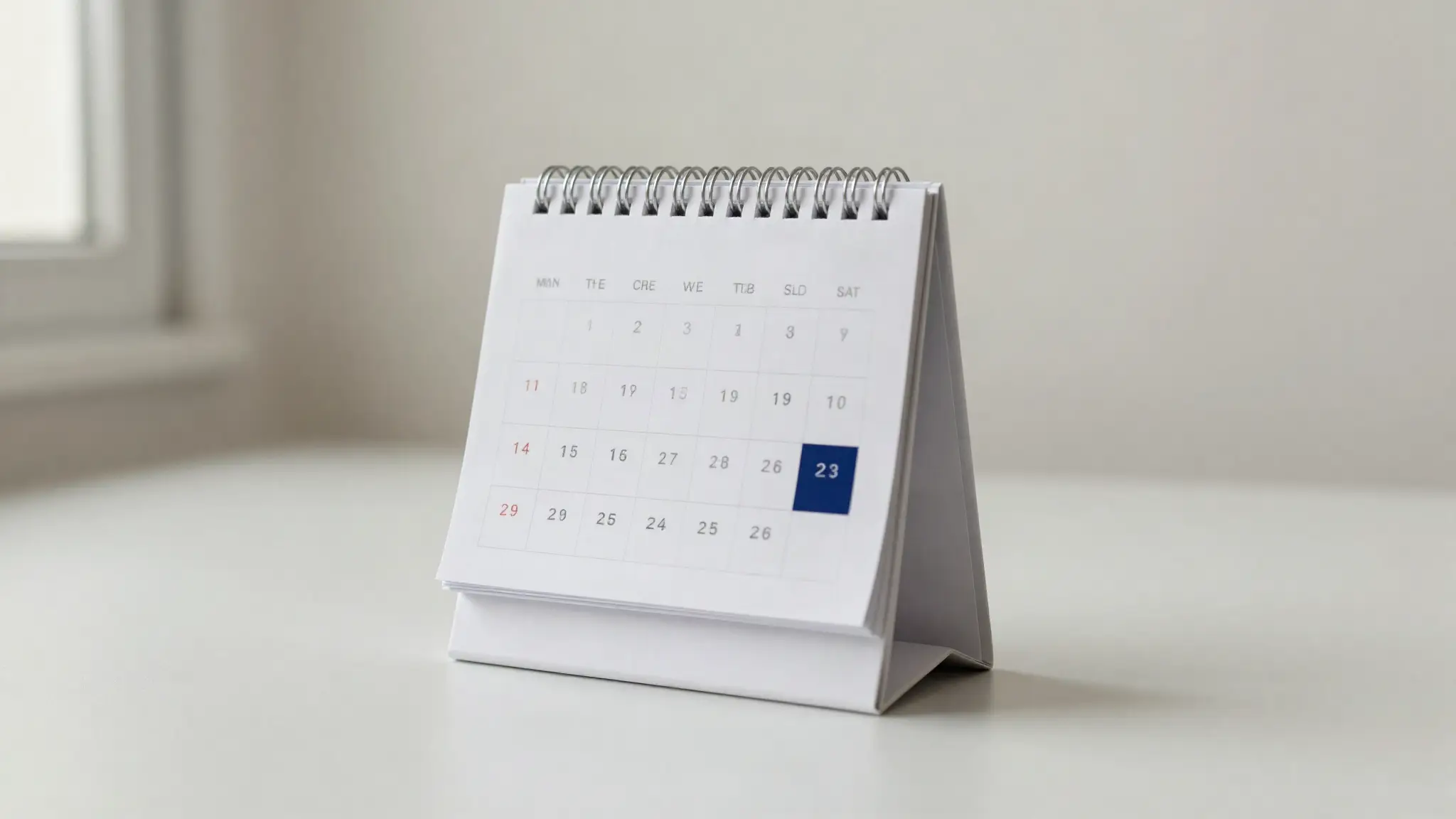 Un calendario de mesa con muchos meses por delante